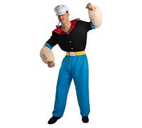 Funidelia Disfraz Oficial de Popeye para hombre, Incluye camisa con cuello, brazos acolchados, cinturón, pantalón y gorra - Traje para adultos para fiestas, Carnaval y Halloween - Talla XXL