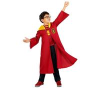 Funidelia Disfraz Oficial de Quidditch Gryffindor - Harry Potter para niño y niña, Incluye túnica con camiseta, parche bordado - Traje para niños para fiestas, Carnaval y Halloween, Talla 5-6 años