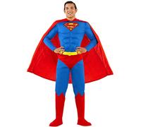 Funidelia Disfraz Oficial de Superman para hombre, Incluye mono, capa, cinturón y cubrebotas, Superhéroes - Traje para adultos para fiestas, Carnaval y Halloween - Talla XXL
