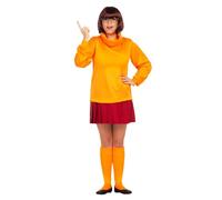 Funidelia Disfraz Oficial de Vilma - Scooby Doo para mujer, Incluye camiseta, falda, calcetines, peluca y gafas - Traje para adultos para fiestas, Carnaval y Halloween - Talla L