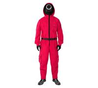 Funidelia Disfraz Oficial El Juego del Calamar Netflix para Hombre y Mujer con máscara círculo, Mono Squid Game para Adulto, Disfraces de Carnaval, Halloween y Fiestas - Talla L - XL