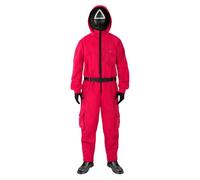 Funidelia Disfraz Oficial El Juego del Calamar Netflix para Hombre y Mujer con máscara triángulo, Mono Squid Game para Adulto, Disfraces de Carnaval, Halloween y Fiestas - Talla L - XL