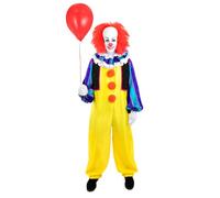 Funidelia Disfraz Oficial Pennywise - IT para hombre, Incluye mono, gorguera, chaleco y guantes, Talla M - Traje para adultos para fiestas, Carnaval y Halloween