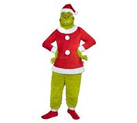 Funidelia Disfraz Oficial The Grinch para hombre y mujer, Incluye camiseta, pantalón, cubrebotas, máscara con barba, guantes, gorro. Traje para adultos para fiestas, Carnaval y Halloween, Talla XL-XXL