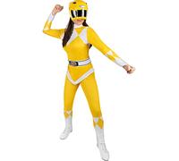 Funidelia Disfraz Power Ranger Amarillo para mujer, Licencia Oficial, Talla L Películas & Series, Superhéroes - Traje para adultos para fiestas, Carnaval y Halloween