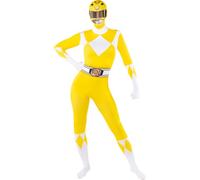 Funidelia Disfraz Power Ranger amarillo segunda piel para mujer, Licencia Oficial, Talla XS Películas & Series, Superhéroes - Traje para adultos para fiestas, Carnaval y Halloween