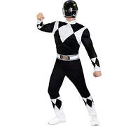 Funidelia Disfraz Power Ranger Negro para hombre, Licencia Oficial, Talla M Películas & Series, Superhéroes - Traje para adultos para fiestas, Carnaval y Halloween