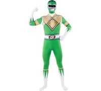 Funidelia Disfraz Power Ranger verde segunda piel para hombre y mujer, Licencia Oficial, Talla XL Películas & Series, Superhéroes - Traje para adultos para fiestas, Carnaval y Halloween