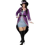 Funidelia | Disfraz Sombrerero para mujer Mad hatter, Alicia en el País de las maravillas - Disfraz para adultos y divertidos accesorios para Fiestas, Carnaval y Halloween - Talla XXL - Morado