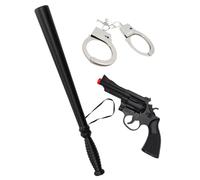 Funidelia | Kit accesorios de policía para hombre Guardia, Agente, FBI, Profesiones - Disfraz para adultos y divertidos accesorios para Fiestas, Carnaval y Halloween - Negro