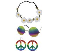 Funidelia | Kit accesorios hippie para mujer Años 60, Hippie, Flower power, Décadas - Accesorios para adultos, accesorio para disfraz