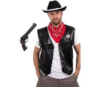Funidelia | Kit de Vaquero con arma para hombre Vaqueros, Indios, Western - Accesorios para adultos, accesorio para disfraz - Negro