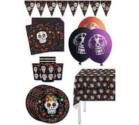 Funidelia | Kit Decoración de Catrina Día de los Muertos Premium para 8 Personas - Day of the Dead - Decoración para Fiesta de Cumpleaños, Disfraces, Halloween y Carnaval - Negro