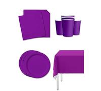 Funidelia | Kit decoración de fiesta color morado para 8 personas - Colores lisos ▶ Decoración para fiestas de cumpleaños, fiestas de disfraces, Halloween y Carnaval - Morado