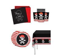 Funidelia | Kit decoración de fiesta de piratas para 8 personas - Pirates Party ▶ Corsario, Bucanero - Decoración para fiestas de cumpleaños, fiestas de disfraces, Halloween y Carnaval - Rojo