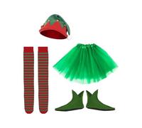 Funidelia Kit disfraz accesorios de elfa para mujer, Navidad. Incluye tutú, medias, gorro y zapatos - Traje para adultos para fiestas, Carnaval y Halloween