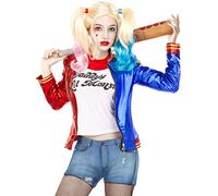Funidelia Kit Disfraz Oficial Harley Quinn - Escuadrón Suicida para mujer, Incluye camiseta y chaqueta, Superhéroes, DC Comics - Traje para adultos para fiestas, Carnaval y Halloween - Talla M