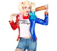 Funidelia Kit disfraz Oficial Harley Quinn - Suicide Squad para mujer, Incluye camiseta y chaqueta, DC Comics - Traje para adultos para Carnaval y Halloween - Talla M