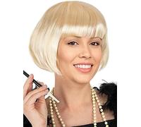 Funidelia | Peluca años 20 Rubia para Mujer ▶ Años 20, Cabaret, Gángster, Décadas - Accesorios para Adultos, Accesorio para Disfraz - Amarillo