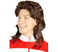 Funidelia | Peluca años 80 mullet para hombre Años 80, Años 90, Música Pop, Décadas - Accesorios para adultos, accesorio para disfraz - Marrón