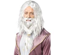 Funidelia | Peluca de Dumbledore con barba - Harry Potter para hombre Películas & Series, Magos, Gryffindor, Hogwarts - Accesorios para adultos, accesorio para disfraz - Gris/Plateado