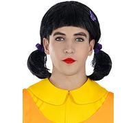Funidelia | Peluca de la el Juego del Calamar oficial para mujer Netflix, Squid Game - Accesorios para adultos, accesorio para disfraz - Marrón
