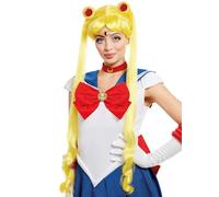 Funidelia | Peluca de Luna - Sailor Moon para mujer Anime, Cosplay, Bunny Tsukino, Dibujos Animados - Accesorios para adultos, accesorio para disfraz - Amarillo
