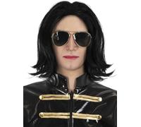 Funidelia | Peluca lisa y gafas de Michael Jackson para hombre Música Pop, Grupos Musicales, Cantantes, Años 80 - Accesorios para adultos, accesorio para disfraz - Negro