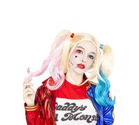 Funidelia Peluca Oficial de Harley Quinn - Escuadrón Suicida para mujer. Accesorios de disfraces para adultos para fiestas, Carnaval y Halloween