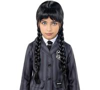 Funidelia Peluca Oficial de Miércoles - La Familia Addams para niña. Accesorios de disfraces para niños para fiestas, Carnaval y Halloween