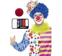 Funidelia | Set de maquillaje payaso con nariz para hombre y mujer ▶ Payaso, Circo, Original y Divertido - Accesorios para adultos, accesorio para disfraz - Rojo