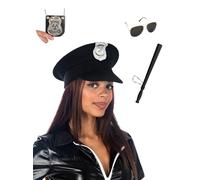 Funidelia | Set disfraz de policía para hombre y mujer Guardia, Agente, FBI, Profesiones - Accesorios para adultos, accesorio para disfraz - Negro