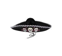 Funidelia | Sombrero de mariachi para hombre Calavera mexicana, Día de los muertos, Terror - Accesorios para adultos, accesorio para disfraz - Negro
