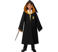 Funidelia Túnica Réplica Oficial Hufflepuff - Diamond Edition para niños, Incluye: Capa con parche bordado y bolsillo interior, Talla 5-6 años - Traje para niños para fiestas y Carnaval