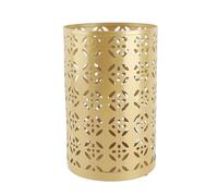 Funien Contenedor de Metal con Soporte para Paraguas, Elegante Contenedor Organizador Redondo a Prueba de Herrumbre con Patrón Cobre Hueco Recubrimiento en (S)