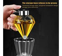Funien Dispensador de Miel, Dispensador de Jarabe sin Goteo, Tarro de Condimentos con Soporte, de Alimentación por Gravedad de 200 Ml para Cocina, Restaurante, Bar, (Bote de aceite de diamante de