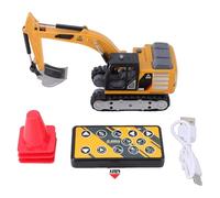 Funien Excavadora de Control Remoto 1/64, Movimientos Realistas, Luces y Sonidos LED, Vehículo RC de 2.4GHz, Batería Recargable, Alcance Remoto 15M, Diversión para Jóvenes, Bra