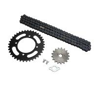 Funien Juego de Piñones Traseros Delanteros de Cadena Universal 420 para Minibicicletas Cross 50-125cc, Vehículos Todo Terreno, Tratados Térmicamente