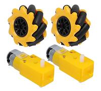 Funien Rueda Robot Mecanum Relación 1:48 para Motor con Engranajes TT, Funcionamiento Suave, Traducción Izquierda/Derecha, para Coches Inteligentes, Amarillo/Negro