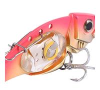 Funien Señuelo de Pesca Luz LED Luz de Intermitente Lámpara Pesca Submarina Señuelo Manivela Buceo Profundo Activado por Agua 200 Horas Diseño Raya Tigre con LED para (Roja)