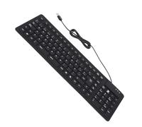 Funien Teclado de Silicona Plegable Compacto de 108 Teclas, Resistente Al Agua, a Prueba Polvo, Silencioso para Escribir en Español, Trabajo Oficina en Negro