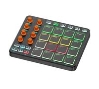 Funien Teclado MIDI Inalámbrico Pads RGB 6 Botones Personalizables Perillas PC Recargable Soporte de Aplicación Móvil para Principiantes ABS Portátil Negro con Batería Incorporada 2000 (Negra)