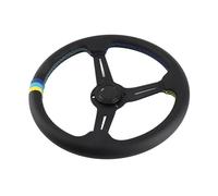 Funien Volante de Cuero para Carreras, Diámetro 350mm | Marco de aluminio resistente, agarre mejorado, ajuste universal para automóviles