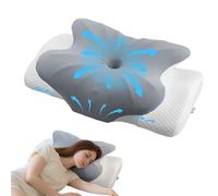 FUNIKICH Almohada de Espuma Viscoelástica 60×39×11/13cm, Almohada Cervical de Mariposa con Diseño Ergonómico, Funda Desenfundable y Lavable, Ofrece Soporte para Dormidores Lateral, Espalda y Vientre