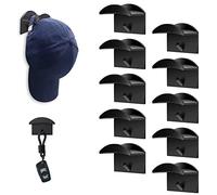 FuninCrea 10 Ganchos para Sombreros de pared para Gorra de Béisbol, Ganchos Autoadhesivos para Sombreros Soporte para Sombreros Montado en la pared Adecuado para Armarios y Dormitorios (Negro)