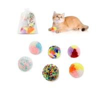FuninCrea 12 bolas de juguete para gatos, bolas de pompón de hilo de 5 cm, bola de juguete colorida para gatos con una bolsa pequeña, bolas de gatito peludas para gatos, juguetes interactivos para