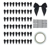 Funincrea 30 Piezas Mini Lazos de Cinta de Satén, 7cm X 7cm Arco de Navidad con Adhesiva de Doble Caras, Mini Arcos de Cinta de Raso Decoración de Lazos para Bodas, Fiestas, Envases de Regalo