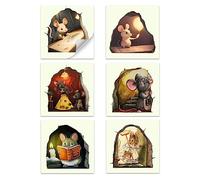 FuninCrea 6 pegatinas de pared con agujero de ratón, pegatinas de pared realistas en 3D, pegatinas realistas, animales, decoración de pared, pegatinas fluorescentes para pasillos, salones, dormitorios