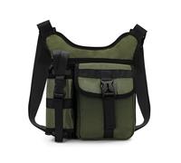 FuninCrea Bolso bandolera para hombre con soporte para botellas de agua, varios bolsillos, bolso cruzado para hombre, impermeable, bolso de mensajero, bolso informal, verde