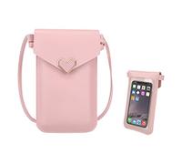 FuninCrea Bolso bandolera para mujer, de piel sintética, con pantalla táctil, con cierre de metal y ventana transparente, bolsa de mensajero para teléfono móvil con correa para teléfono celular,